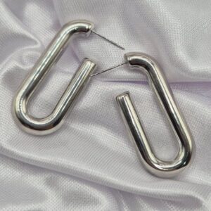 Par de Aros de Acero Inoxidable Plateado
