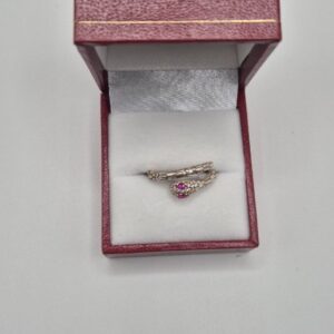 Anillo de Plata 925 diseño Serpiente con Piedra Rosa