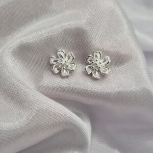 Par de Aros de Plata 925 Diseño Magnolias
