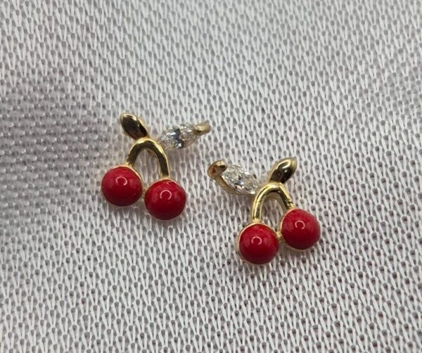 Par de Aros de Plata 925 Diseño Cerezas