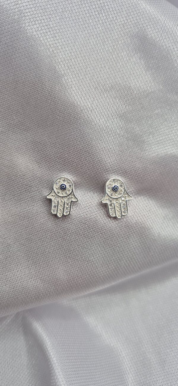 Par de Aros de Plata 925 Diseño Mano de Fátima