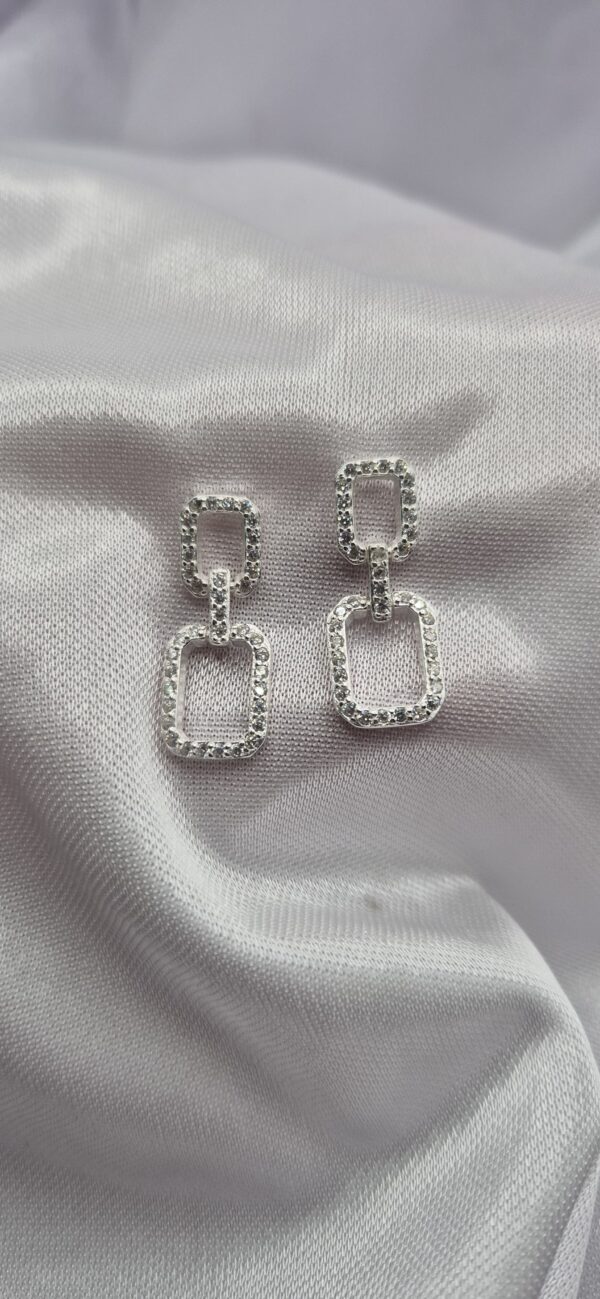 Par de Aros Colgantes de Plata 925 Diseño Eslabones
