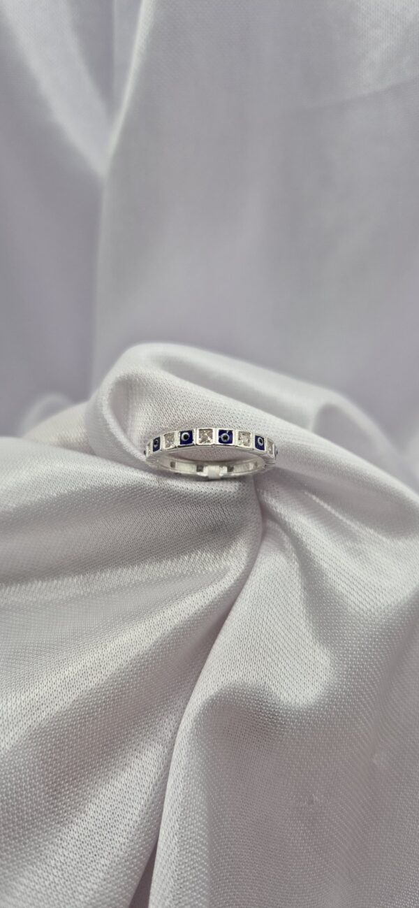 Anillo de Plata 925 Diseño Ojo Turco y Cubic