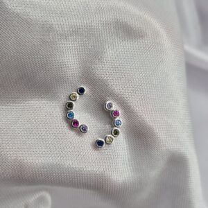 Par de Aros de Plata 925 Diseño Piedras Multicolor