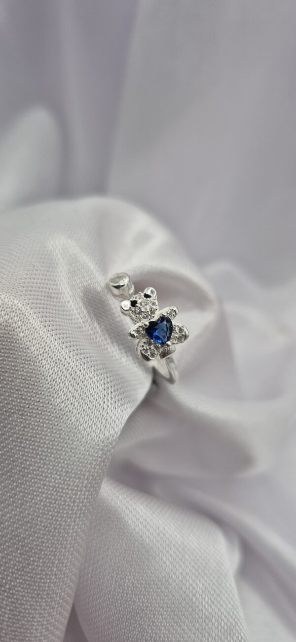 Anillo de Plata 925 Regulable Diseño Oso con Corazón