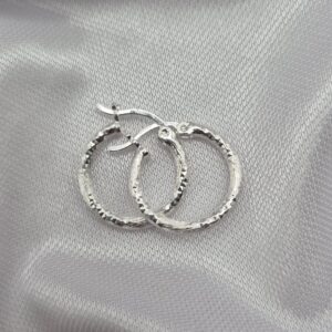 Par de Aros Argollas de Plata 925 Diseño Facetadas Italianas