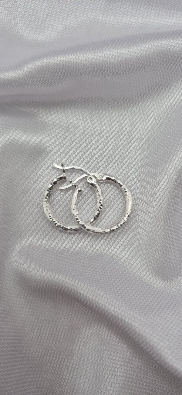 Par de Aros Argollas de Plata 925 Diseño Facetadas Italianas