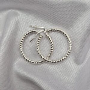 Par de Aros Argollas de Plata 925 Diseño Torzadas Facetadas