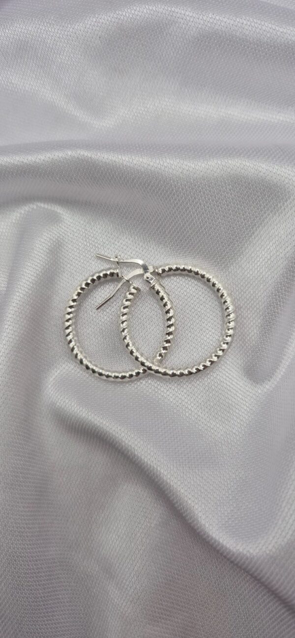 Par de Aros Argollas de Plata 925 Diseño Torzadas Facetadas