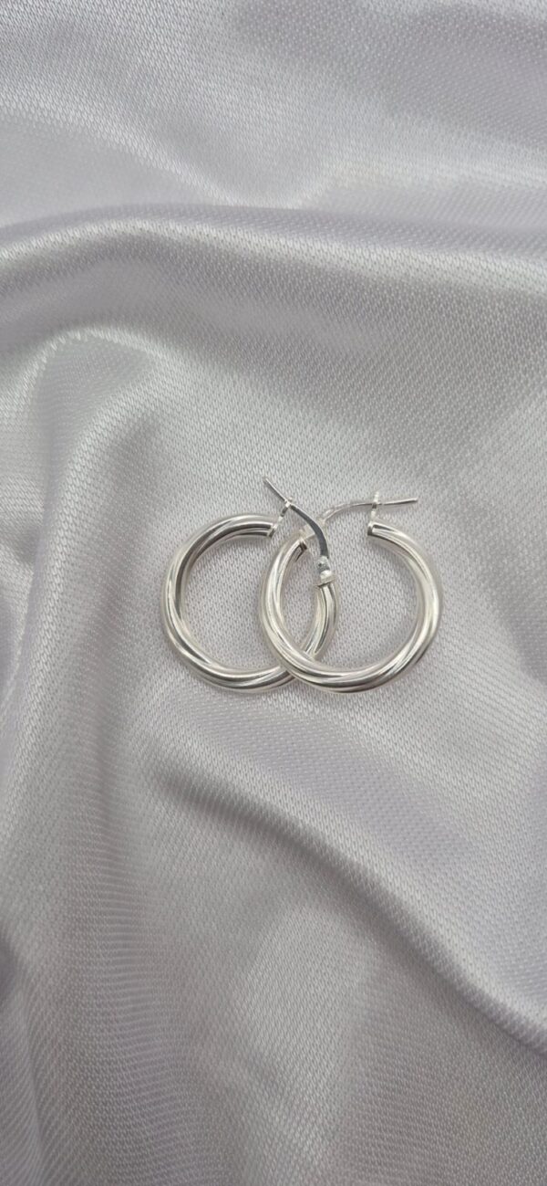 Par de Aros Argollas de Plata 925 Diseño Inflado