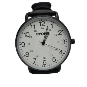 Reloj Stone con Malla de Cuero Fondo Blanco