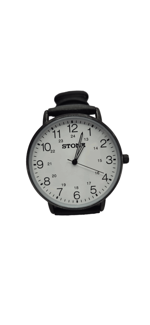 Reloj Stone con Malla de Cuero Fondo Blanco