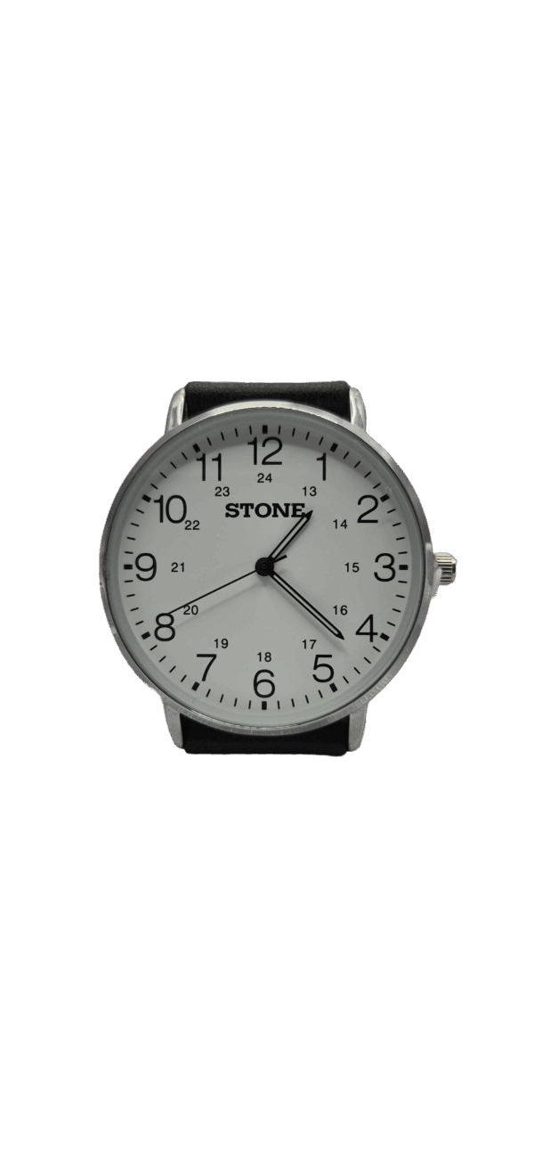 Reloj Stone con Malla de Cuero Fondo Blanco