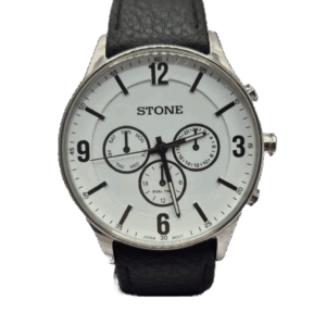 Reloj Stone con Malla de Cuero Fondo Blanco
