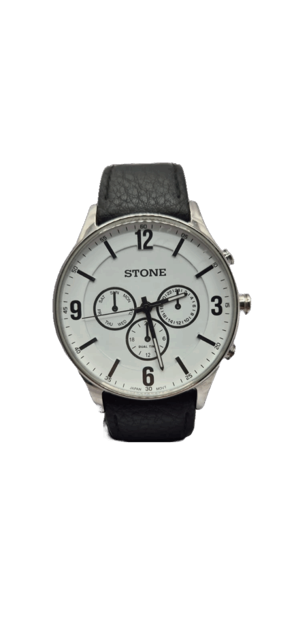 Reloj Stone con Malla de Cuero Fondo Blanco