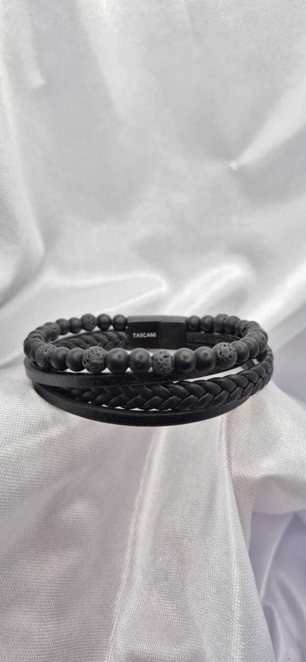 Pulsera Tascani de Cuero Tejido Estilo 3 en 1