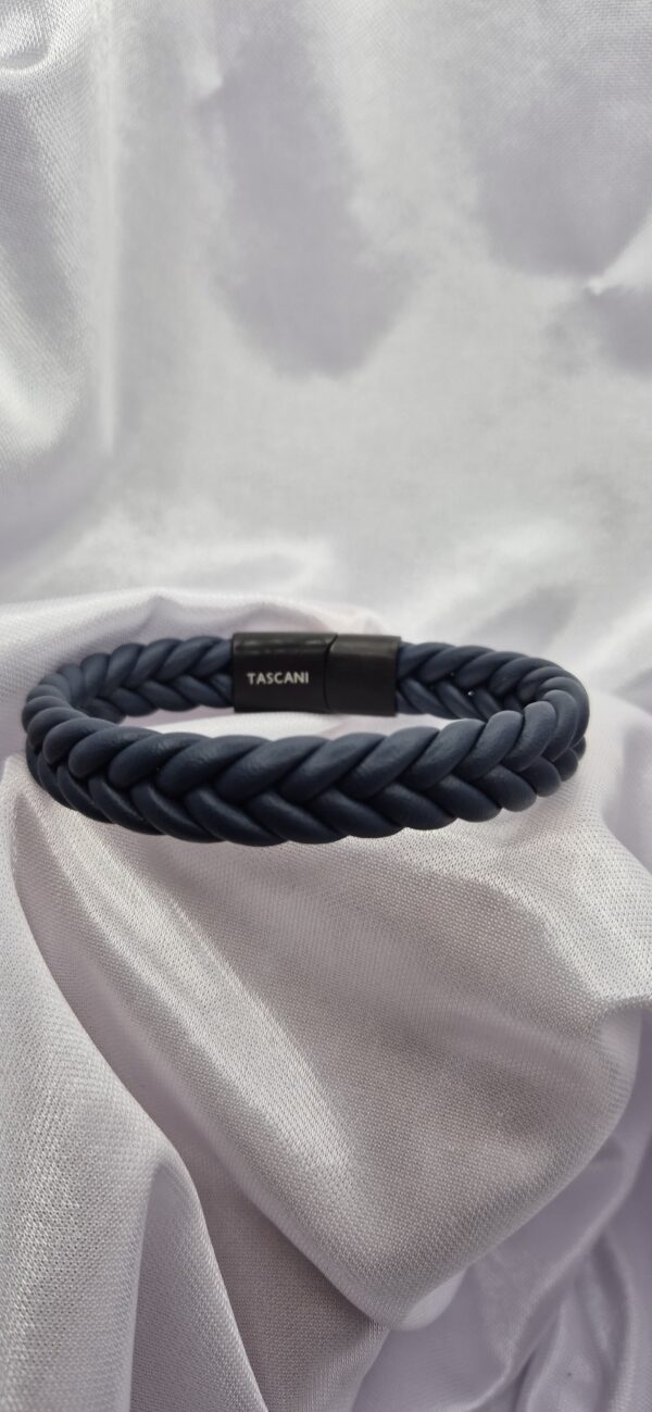 Pulsera Tascani de Cuero Azul Tejido