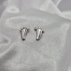 Par de Aros de Plata 925 Diseño Huella