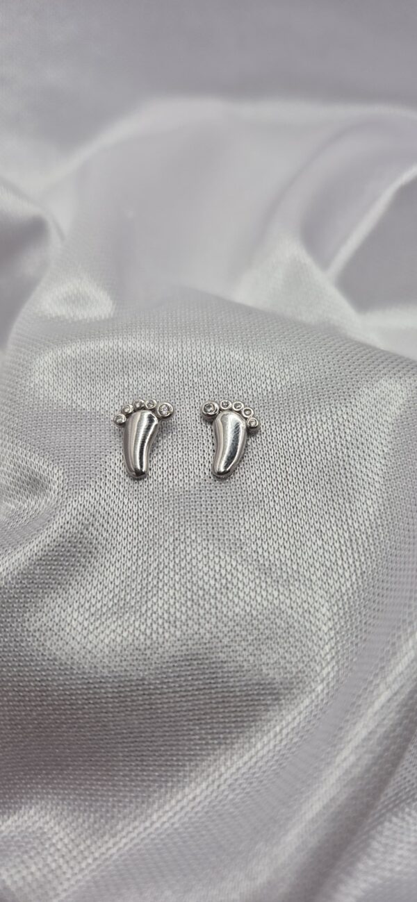 Par de Aros de Plata 925 Diseño Huella