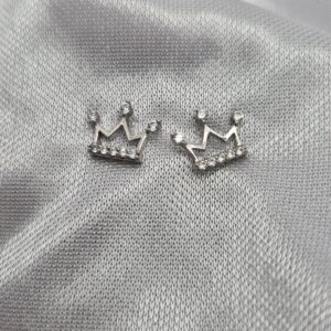 Par de Aros de Plata 925 Diseño Corona