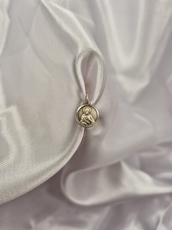 Dije de Plata 925 Diseño Medalla Sagrado Corazón de Jesús