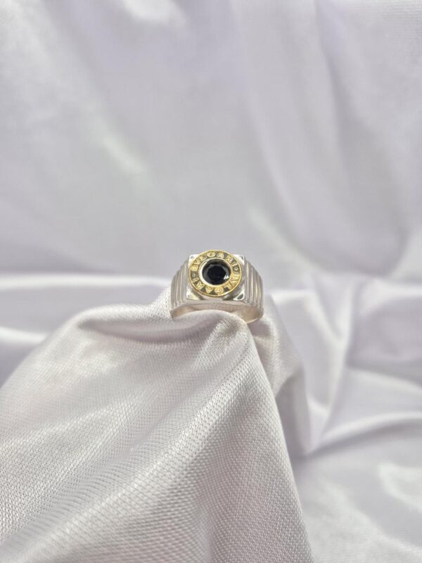 Anillo de Plata 925 y Oro con Piedra Ónix