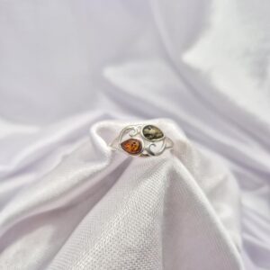 Anillo de Plata 925 Diseño Piedra Ámbar Multicolor