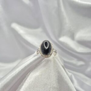 Anillo de Plata 925 Diseño Piedra Obsidiana
