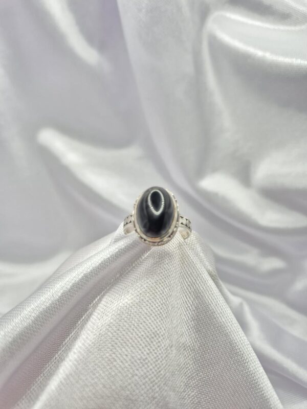 Anillo de Plata 925 Diseño Piedra Obsidiana