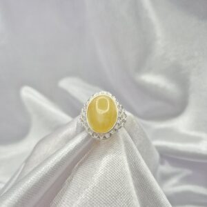 Anillo de Plata 925 Diseño Piedra Ámbar