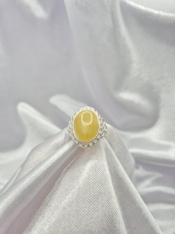 Anillo de Plata 925 Diseño Piedra Ámbar