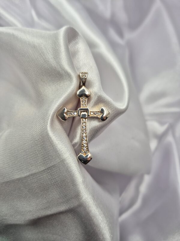 Dije de Plata 925 Diseño Cruz con Cubic