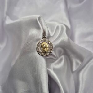 Dije de Plata 925 Y Oro Diseño Virgen Niña Facetada