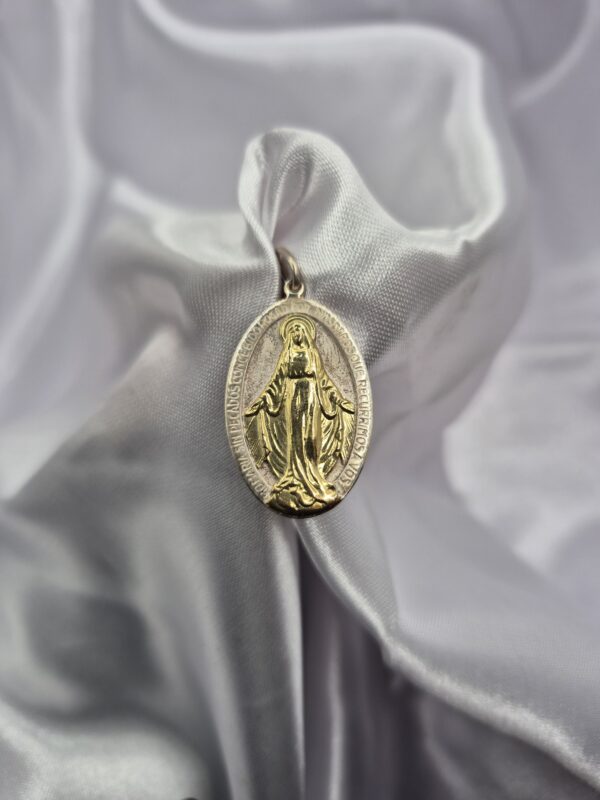 Dije de Plata 925 y Oro Diseño Medalla Milagrosa