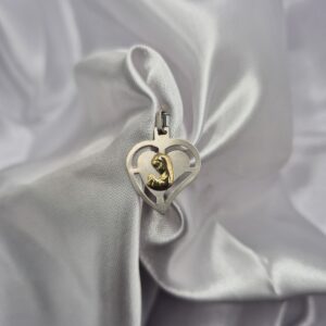 Dije de Plata 925 y Oro Virgen Niña en Forma Corazón