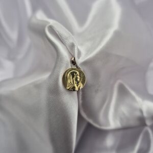 Dije de Plata 925 y Oro Diseño Medalla Redonda Virgen Niña