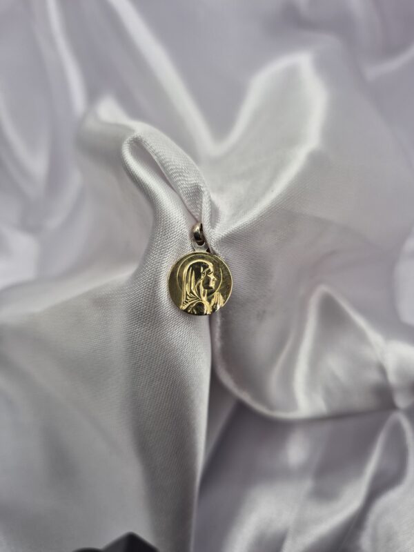 Dije de Plata 925 y Oro Diseño Medalla Redonda Virgen Niña