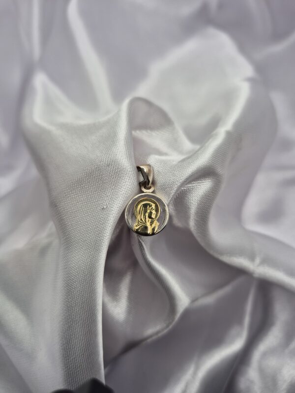 Dije de Plata 925 y Oro Diseño Medalla Virgen Niña