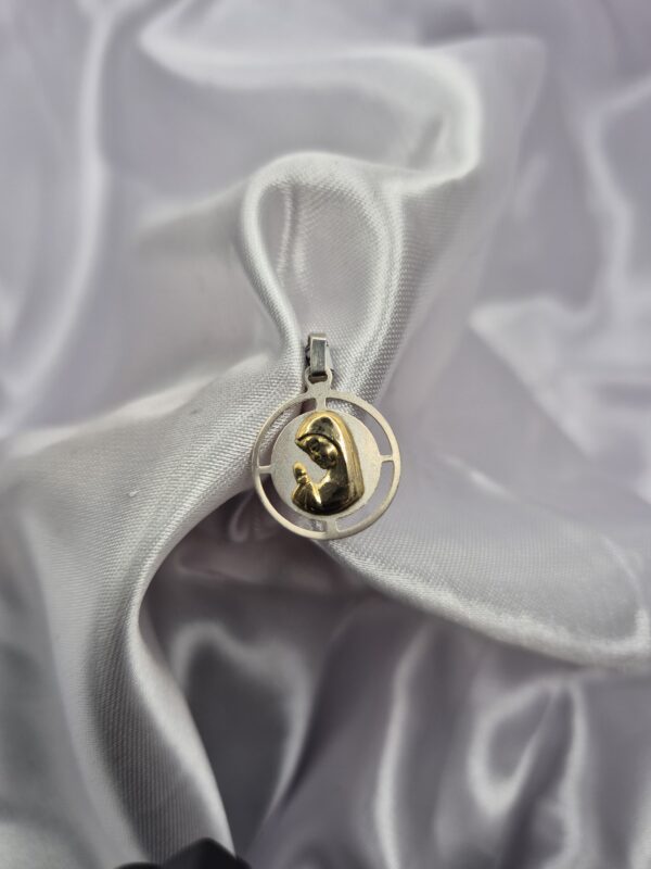 Dije de Plata 925 y Oro Diseño Medalla Virgen Niña
