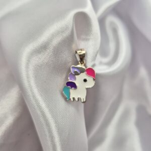 Dije de Plata 925 Diseño Unicornio Esmaltado