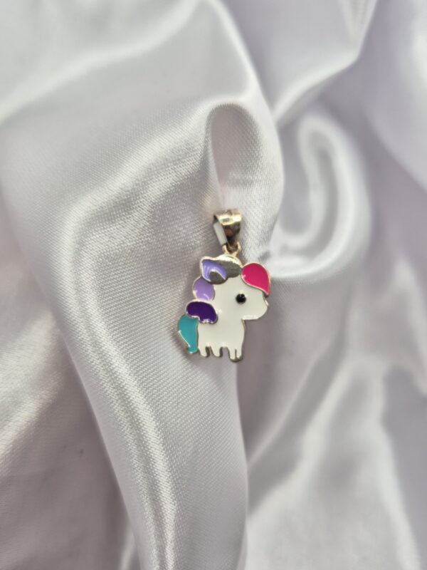 Dije de Plata 925 Diseño Unicornio Esmaltado