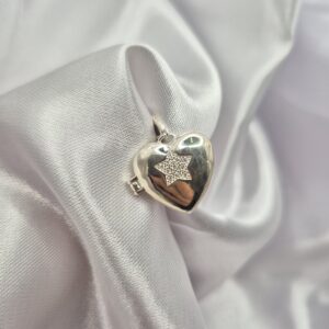 Dije Relicario de Plata 925 Diseño Corazón con Estrella