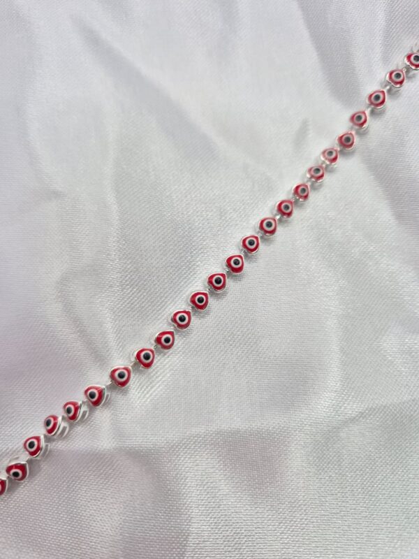 Pulsera de Plata 925 Diseño Ojo Turco Rojo