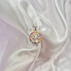 Dije de Plata 925 Árbol de la Vida Piedras Variocolor