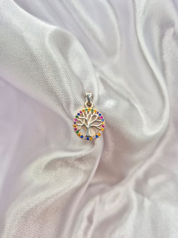 Dije de Plata 925 Árbol de la Vida Piedras Variocolor
